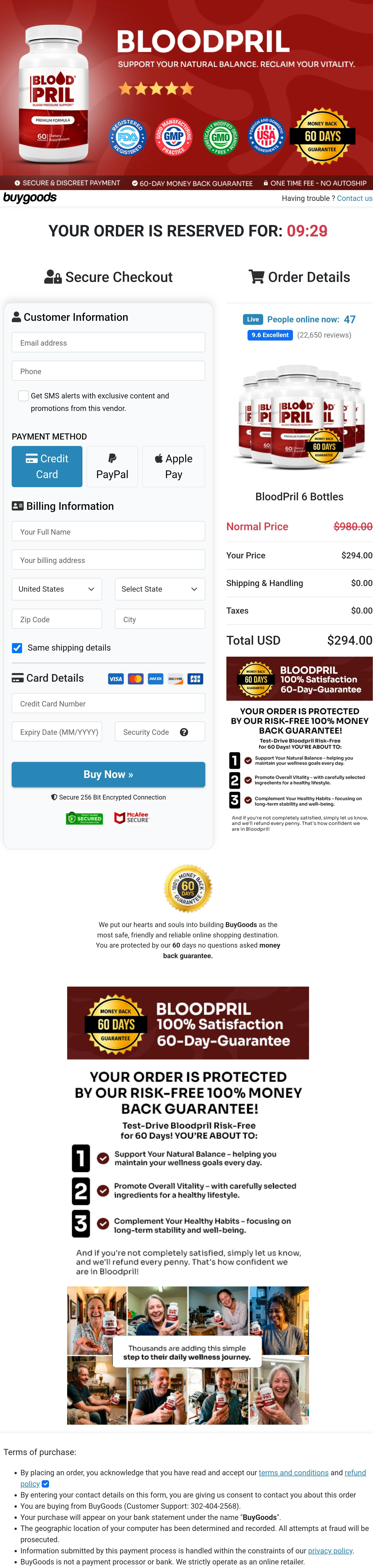 Blood Pril order form